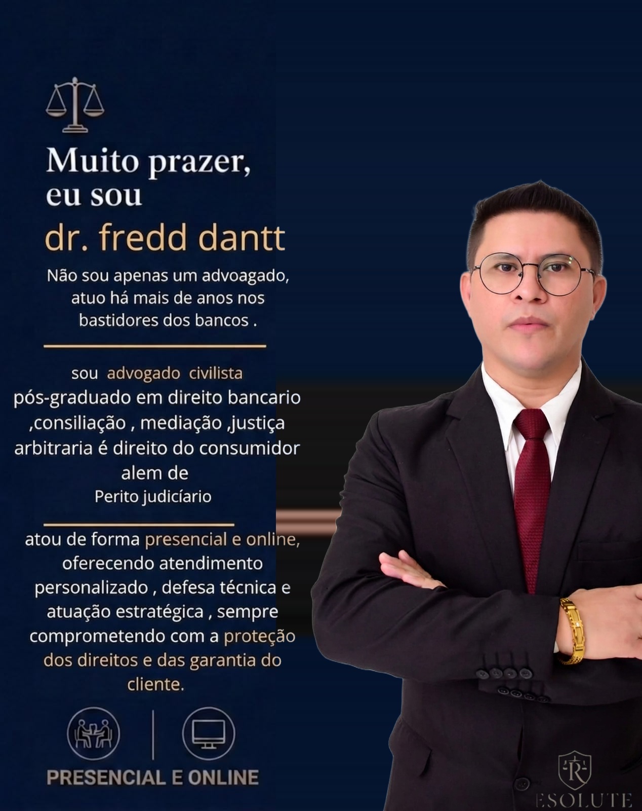 Dr. Fredd Dantt — advogado civilista, pós-graduado em direito bancário, Resolute Soluções