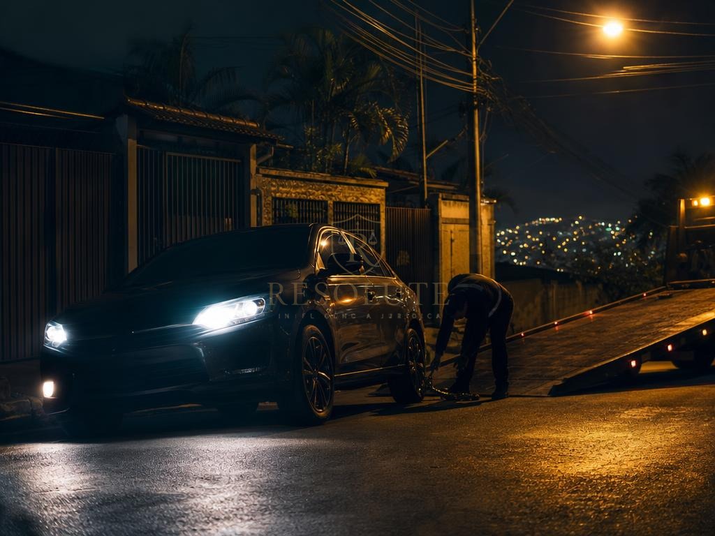 Veículo em apreensão noturna na rua